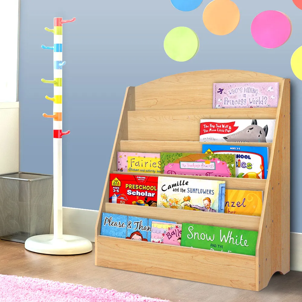 Keezi 5 Tiers Kids Bookshelf Magazine Shelf Rack Organiser Bookcase Display