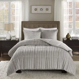 Madison Park Grey Velvet Bed Set