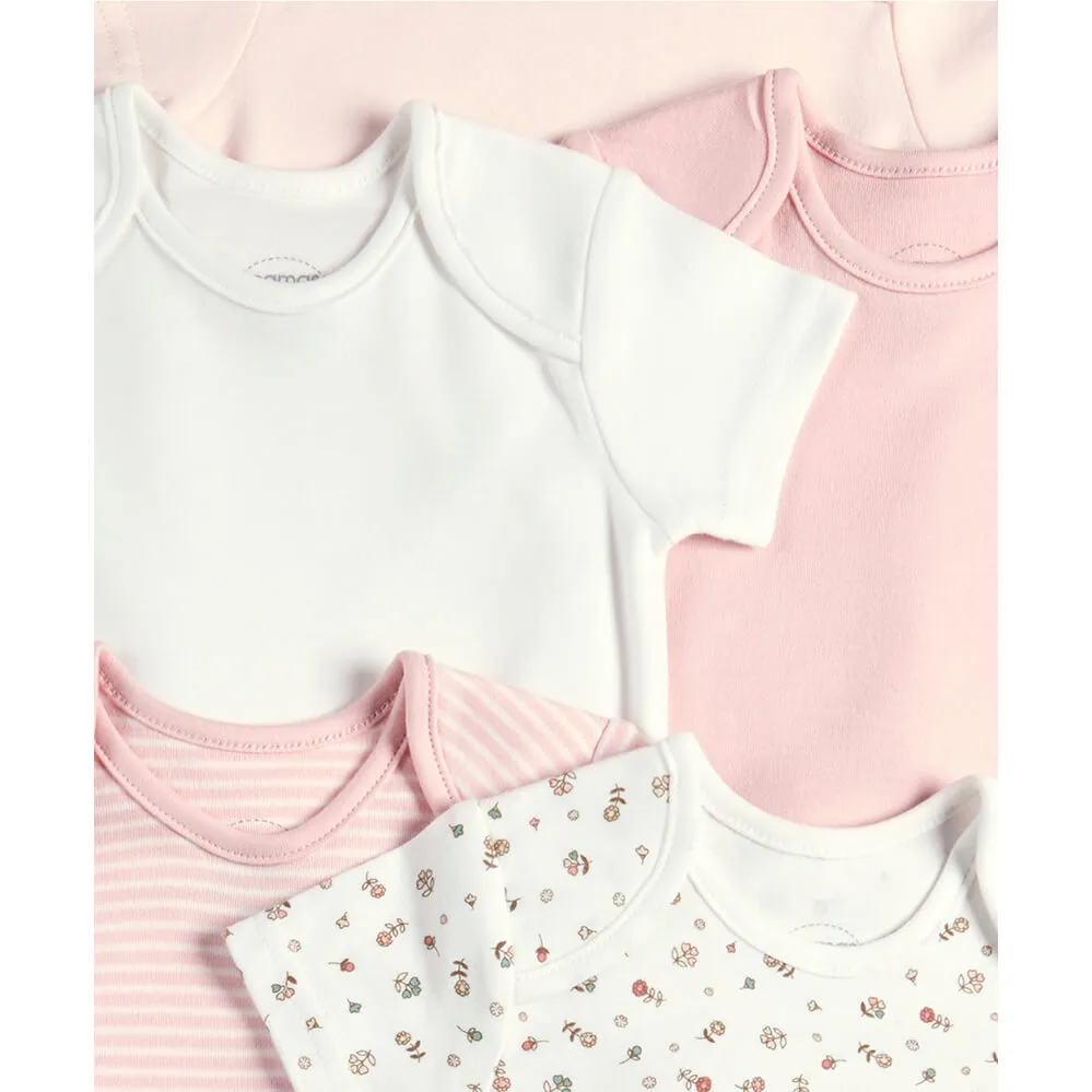 Mamas and Papas Pink Sweet Short Sleeve Bodysuits - 5 Pack