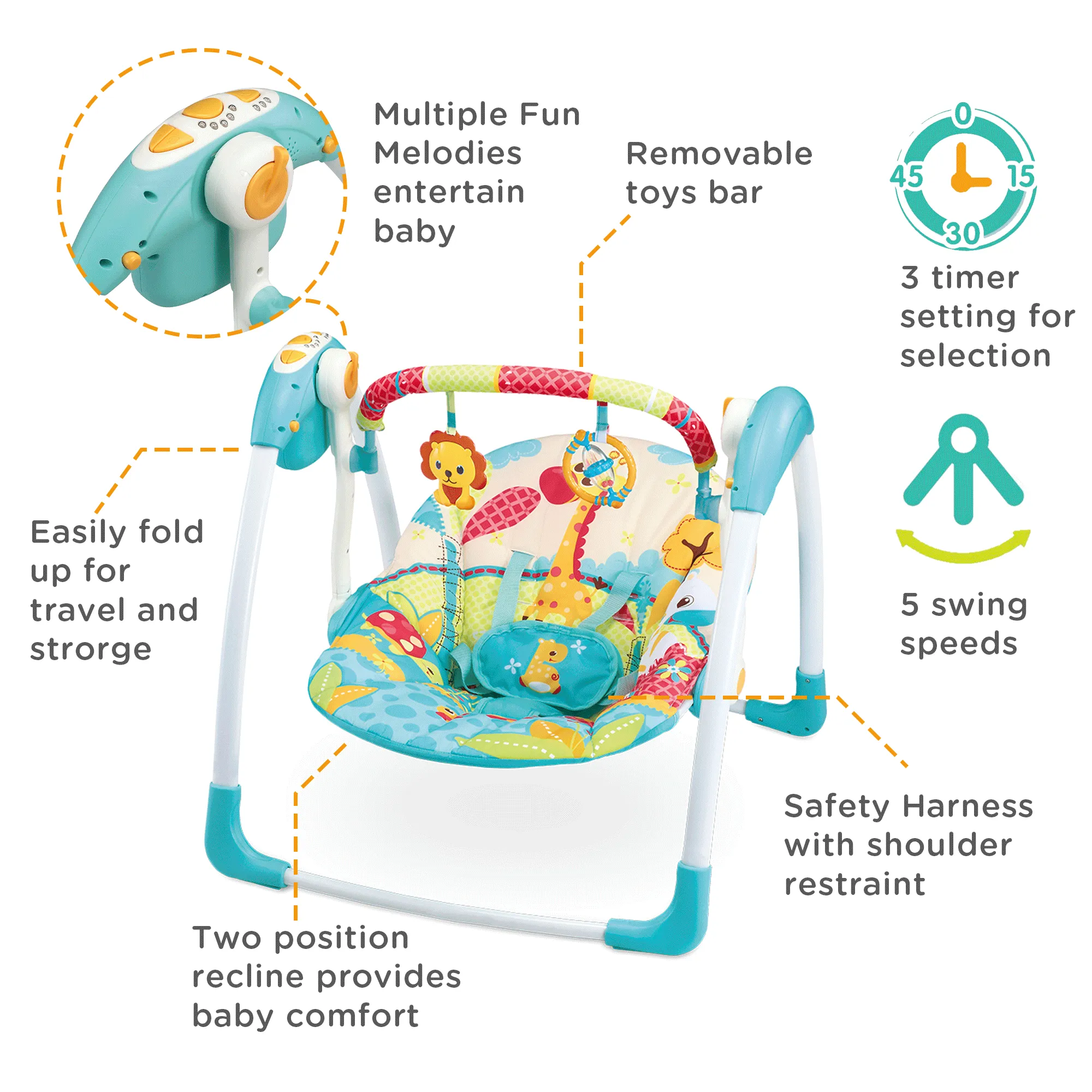 Mastela Portable Swing - 3months to 24months - Distressed Box