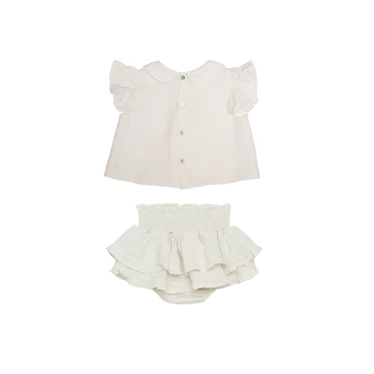 MIMI BLOUSE/VAIBI BLOOMERS-Off White