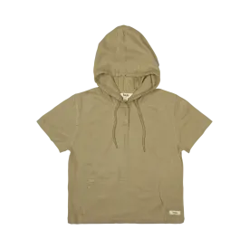 MOSS LINEN HOODED TOP-Taupe