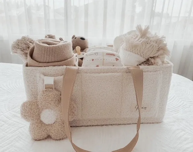 Nappy Caddy Organizer - Teddy | Beige Handles