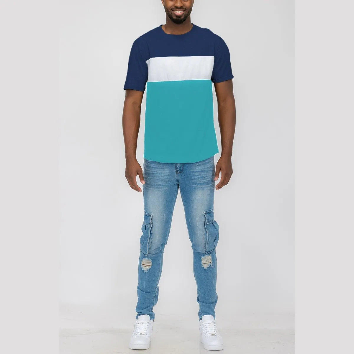 Navy & Teal Color Block Tee