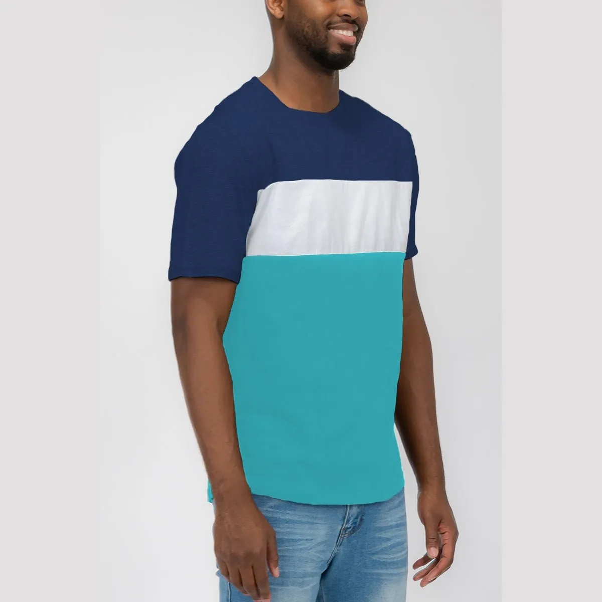 Navy & Teal Color Block Tee