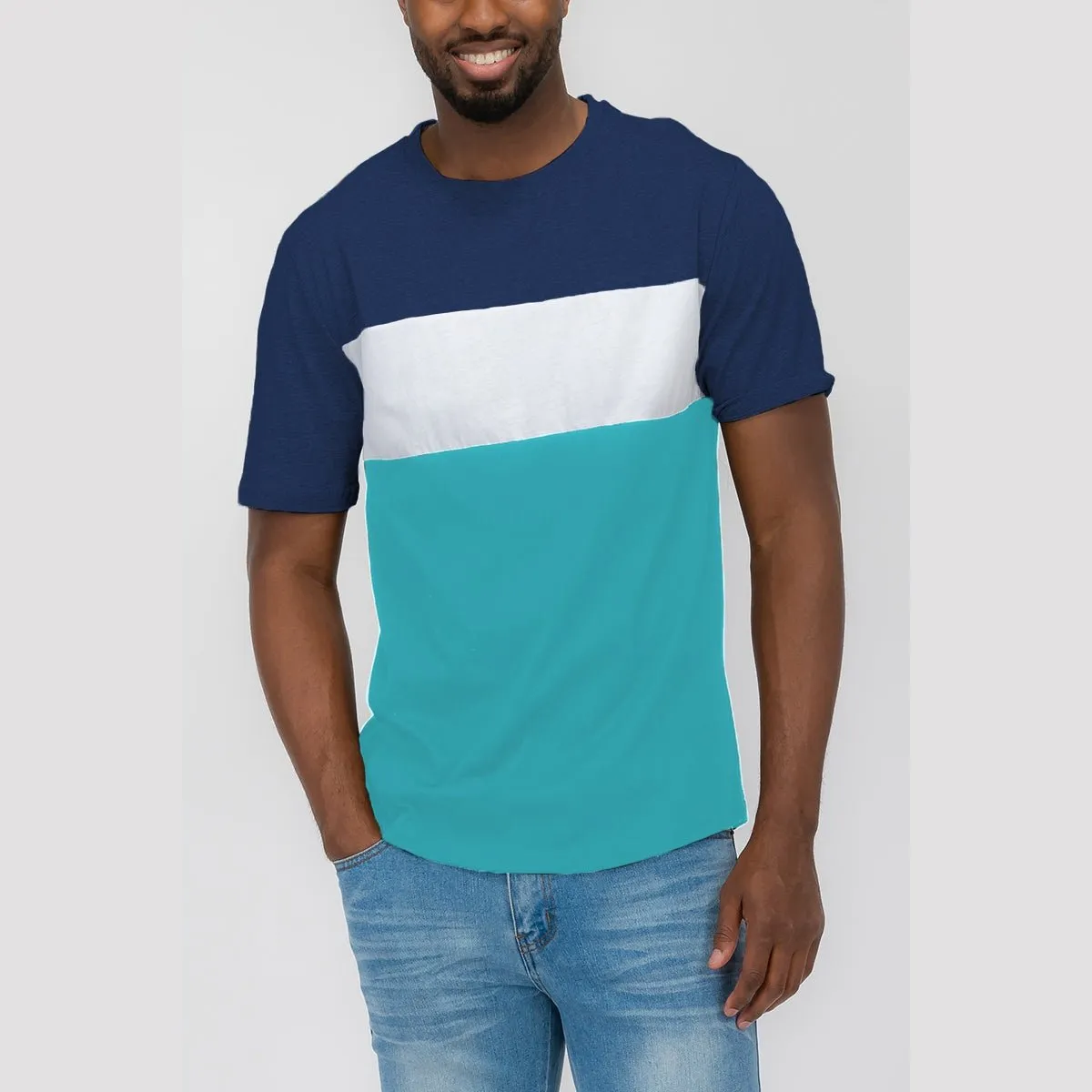 Navy & Teal Color Block Tee