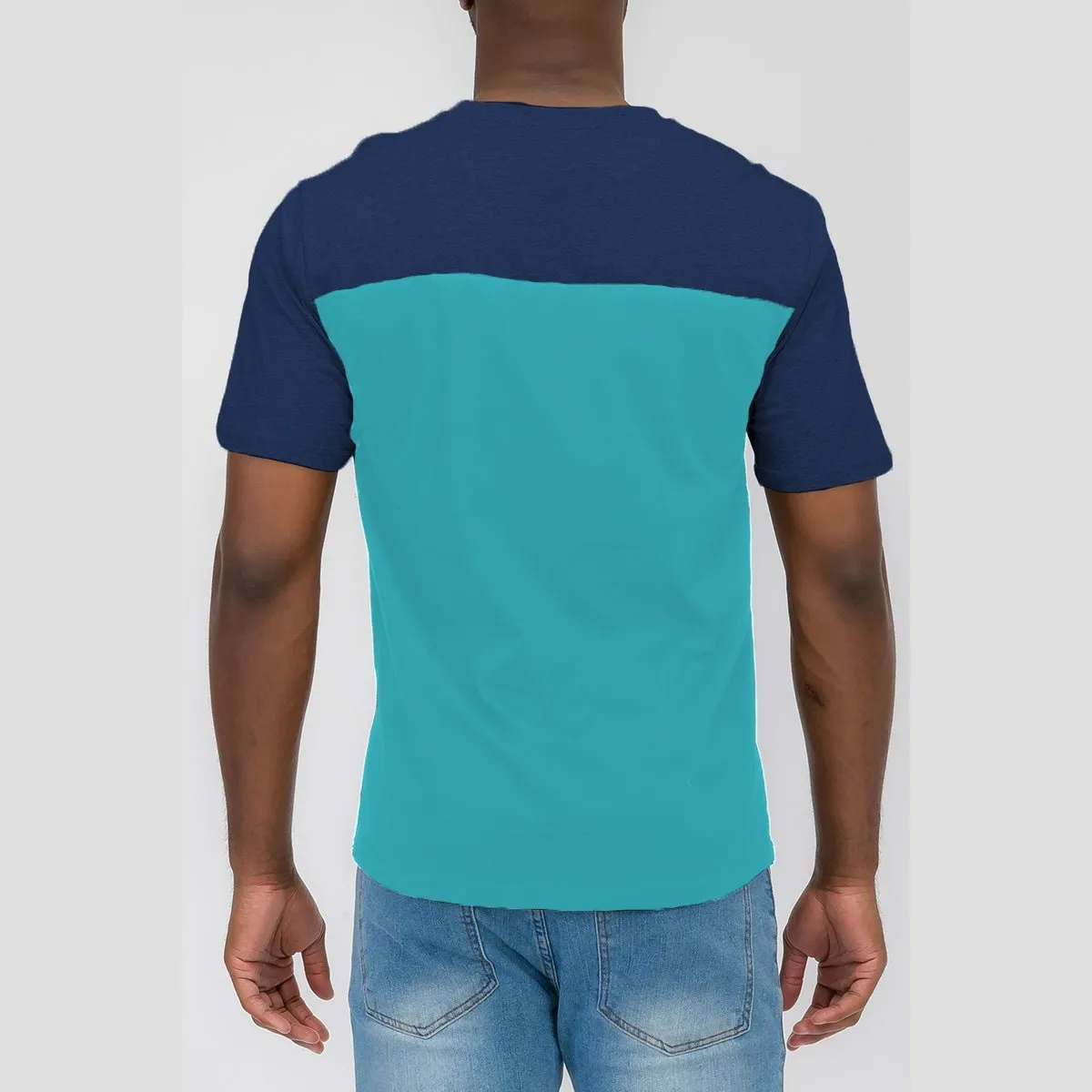 Navy & Teal Color Block Tee