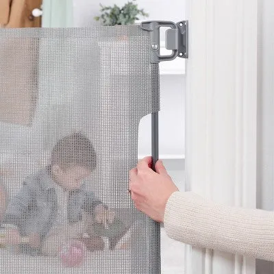 NEW - Regalo Fabric Retractable Baby Gate - Gray