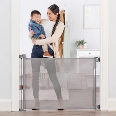 NEW - Regalo Fabric Retractable Baby Gate - Gray