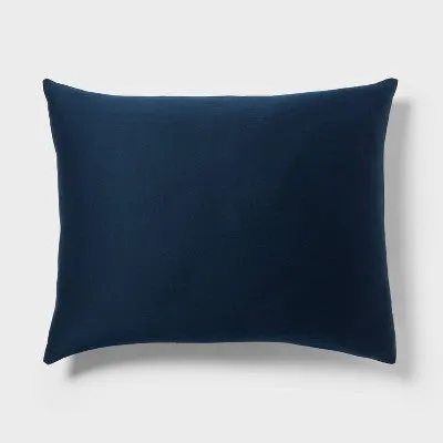 New - Twin/Twin Extra Long Washed Cotton Sateen Duvet Cover and Sham Set Dark Navy - Threshold