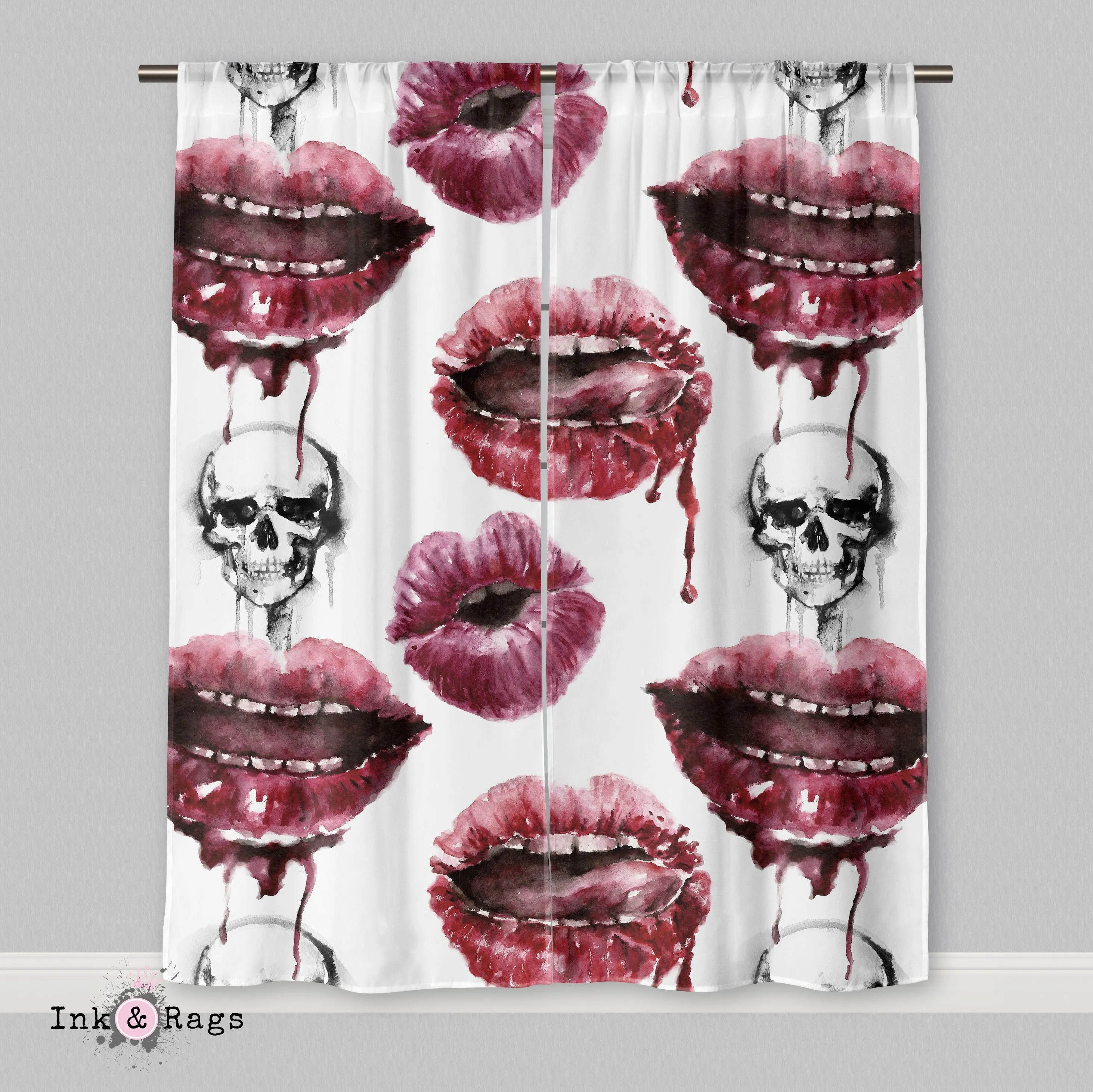 Oh la la! Lips and Skulls Curtains