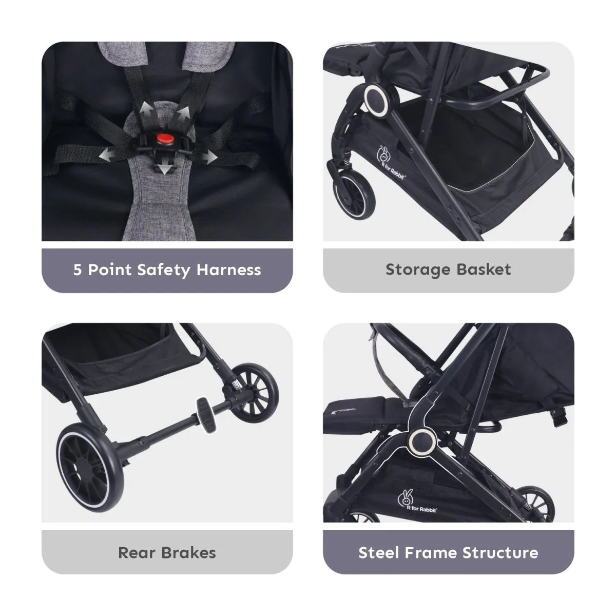 R for Rabbit Pocket Air Stroller- Grey