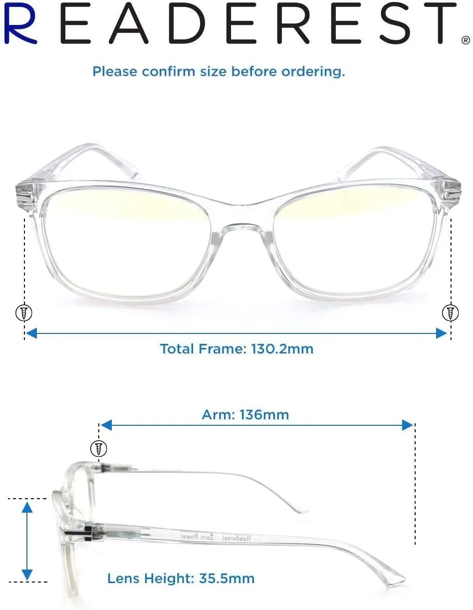 Readerest Blue Light Blocking Reading Glasses (Clear, 0.50 Magnification) Computer