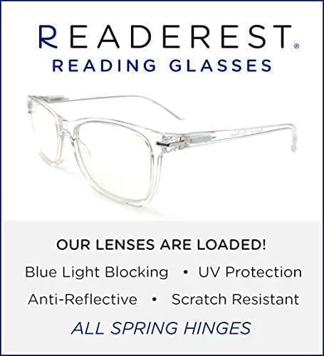 Readerest Blue Light Blocking Reading Glasses (Clear, 0.50 Magnification) Computer