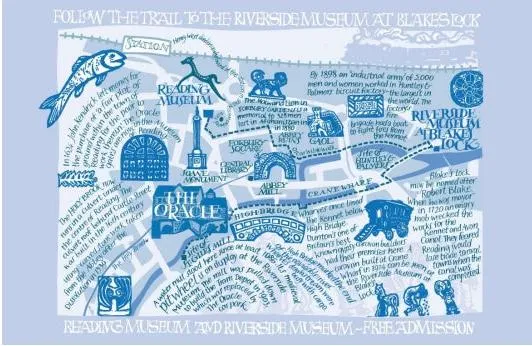 Reading Riverside Map Tea Towel