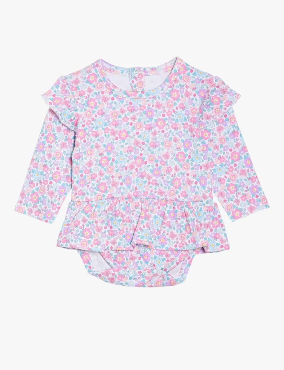 Spring Blooms Girls Skirted Onesie