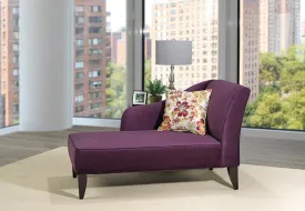 Swooping Velvet-Style Fabric Chaise with matching accent pillow