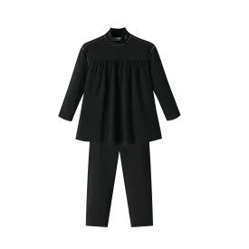 TURTLENECK SET WITH PIPING-BLACK