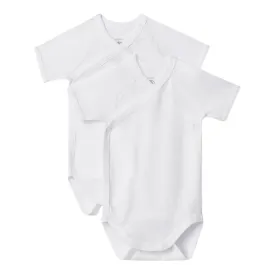 White Baby 2 Pack Short Sleeve Crossover Bodysuits