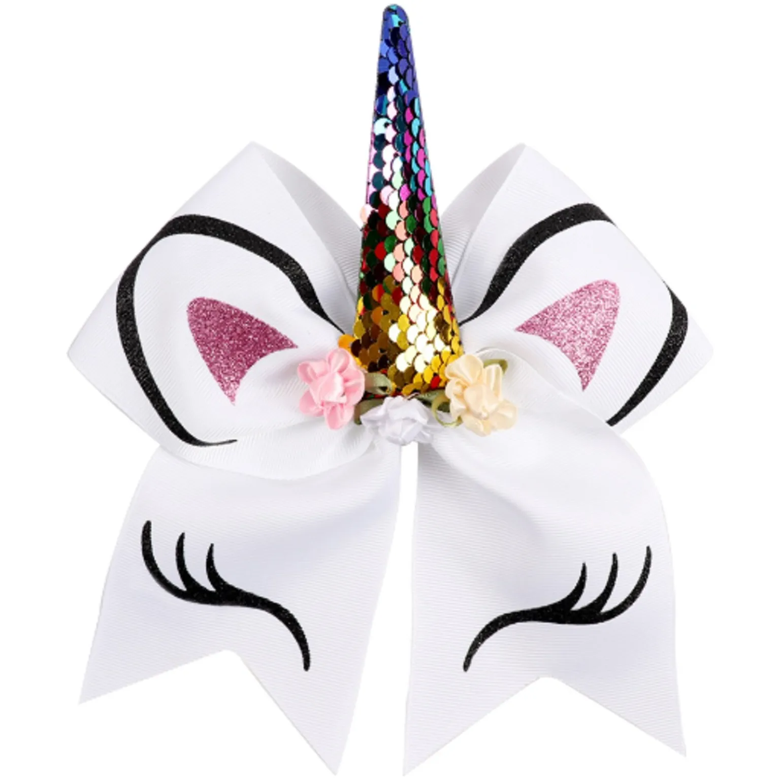 White Unicorn Cheer Bow