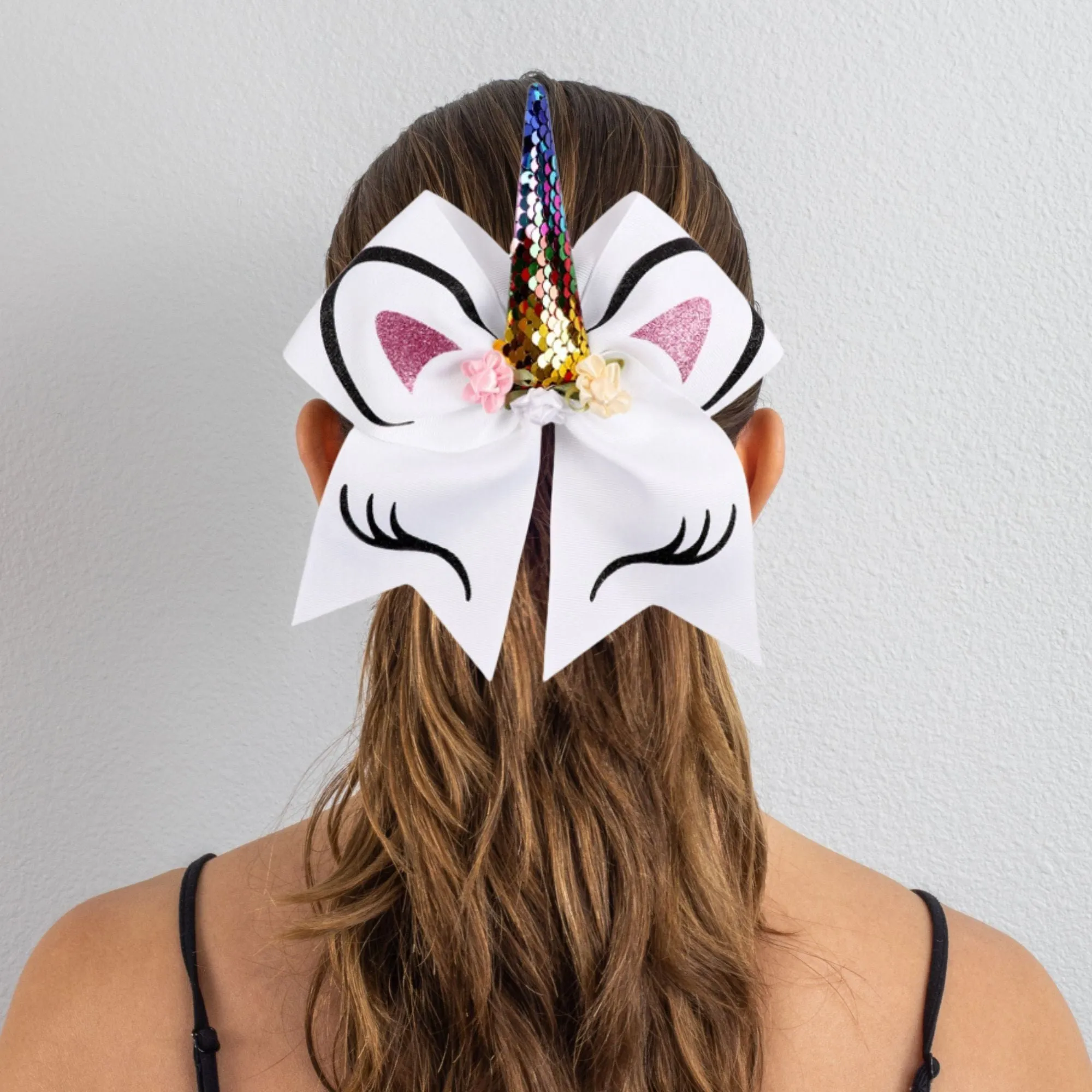 White Unicorn Cheer Bow