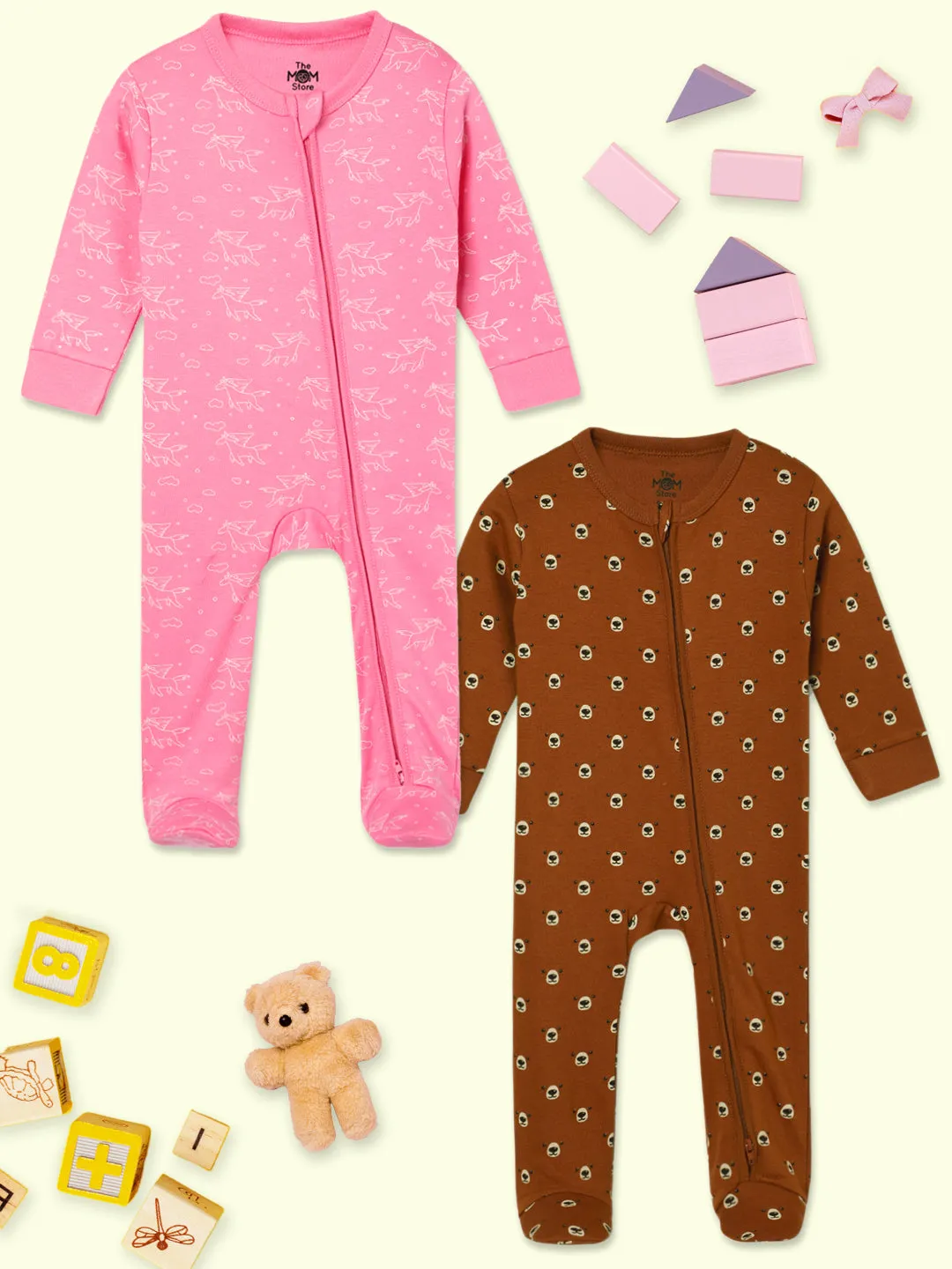 Zipper Romper Combo of 2: Beary Best-Fairyland